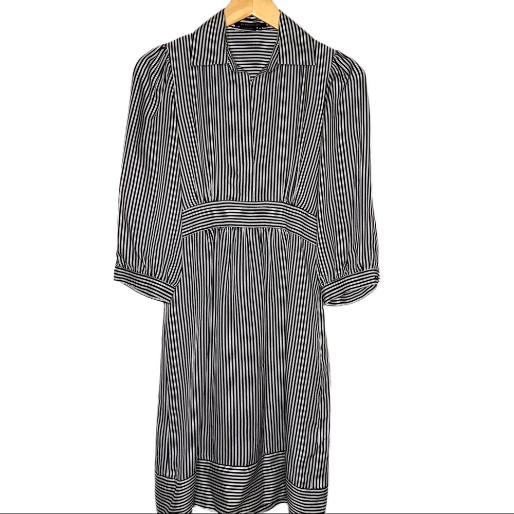 BCBGMAXAZRIA Striped Silk Shirt Dress